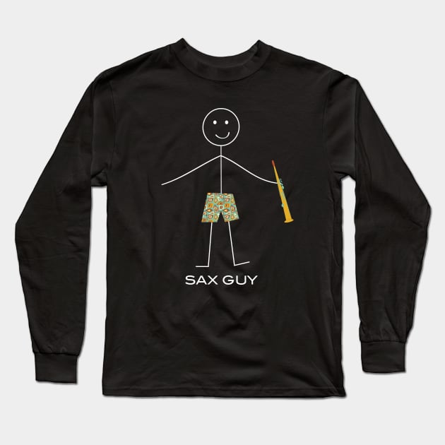 Funny Soprano Saxophone Guy Stick Man Long Sleeve T-Shirt by whyitsme